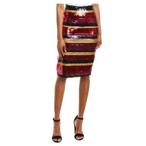 Trina Turk Cava Multi-Color Sequin Stripe Skirt